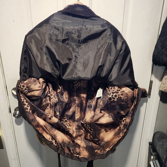 Fortuna Womens Large Hooded Jacket with Removable Fur Lining and Rex Rabbit Trim - Picture 9 of 12